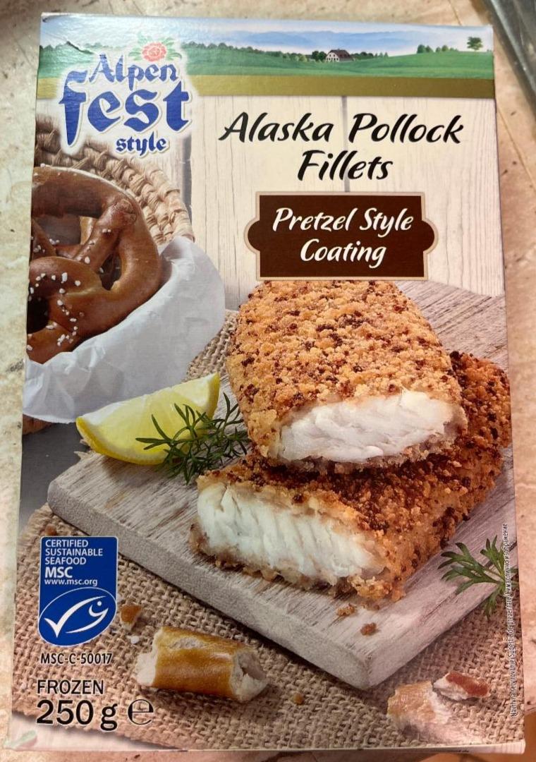 Fotografie - Alaska Pollock Fillets Pretzel Style Coating Alpen fest style