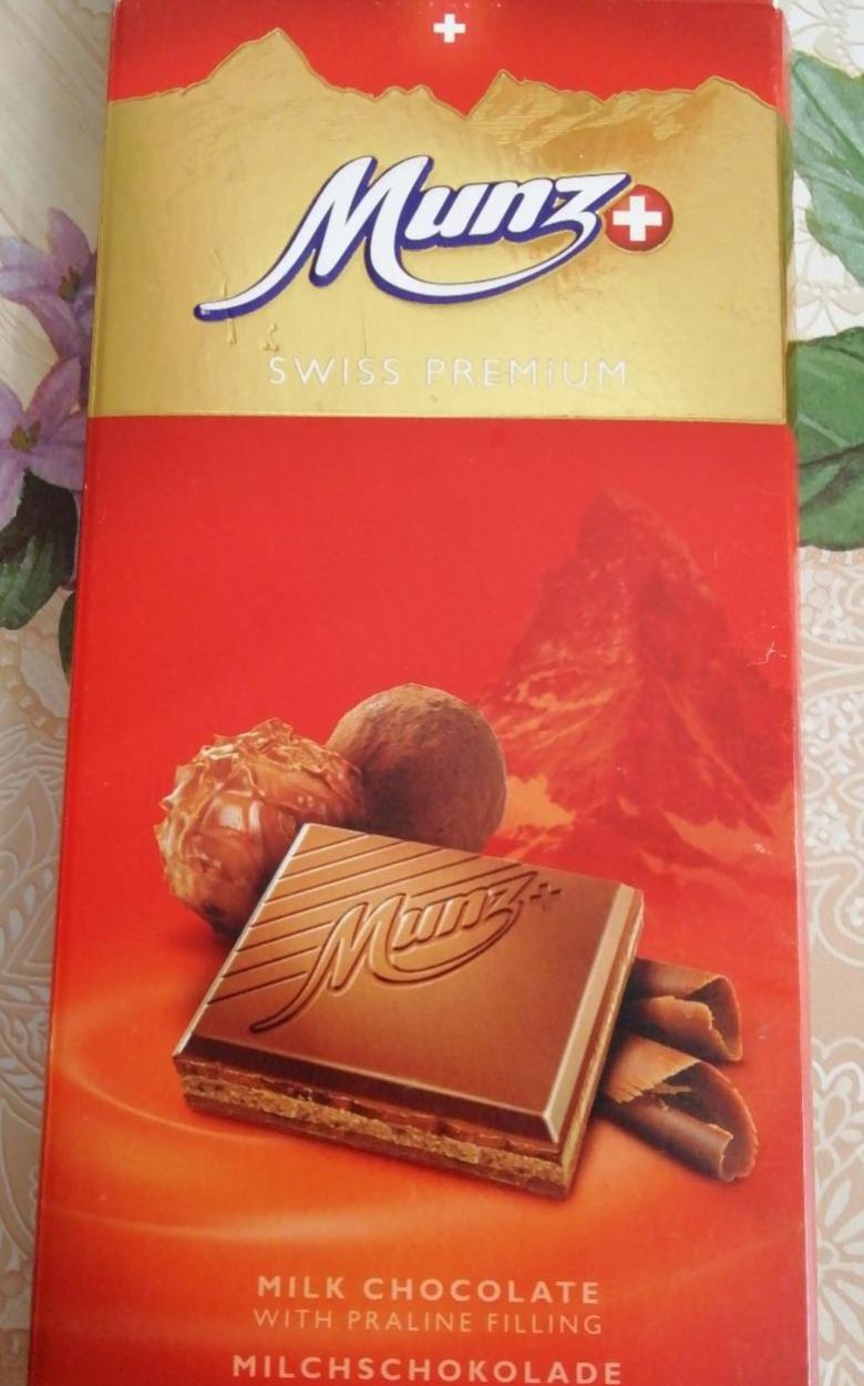 Fotografie - Munz SWISS PREMIUM milk chocolate with praline filling
