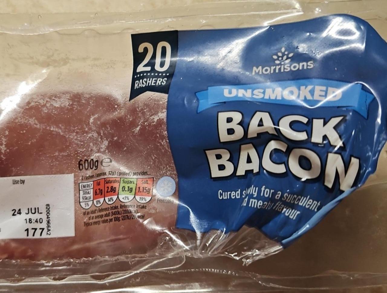 Fotografie - Unsmoked back bacon Morrisons