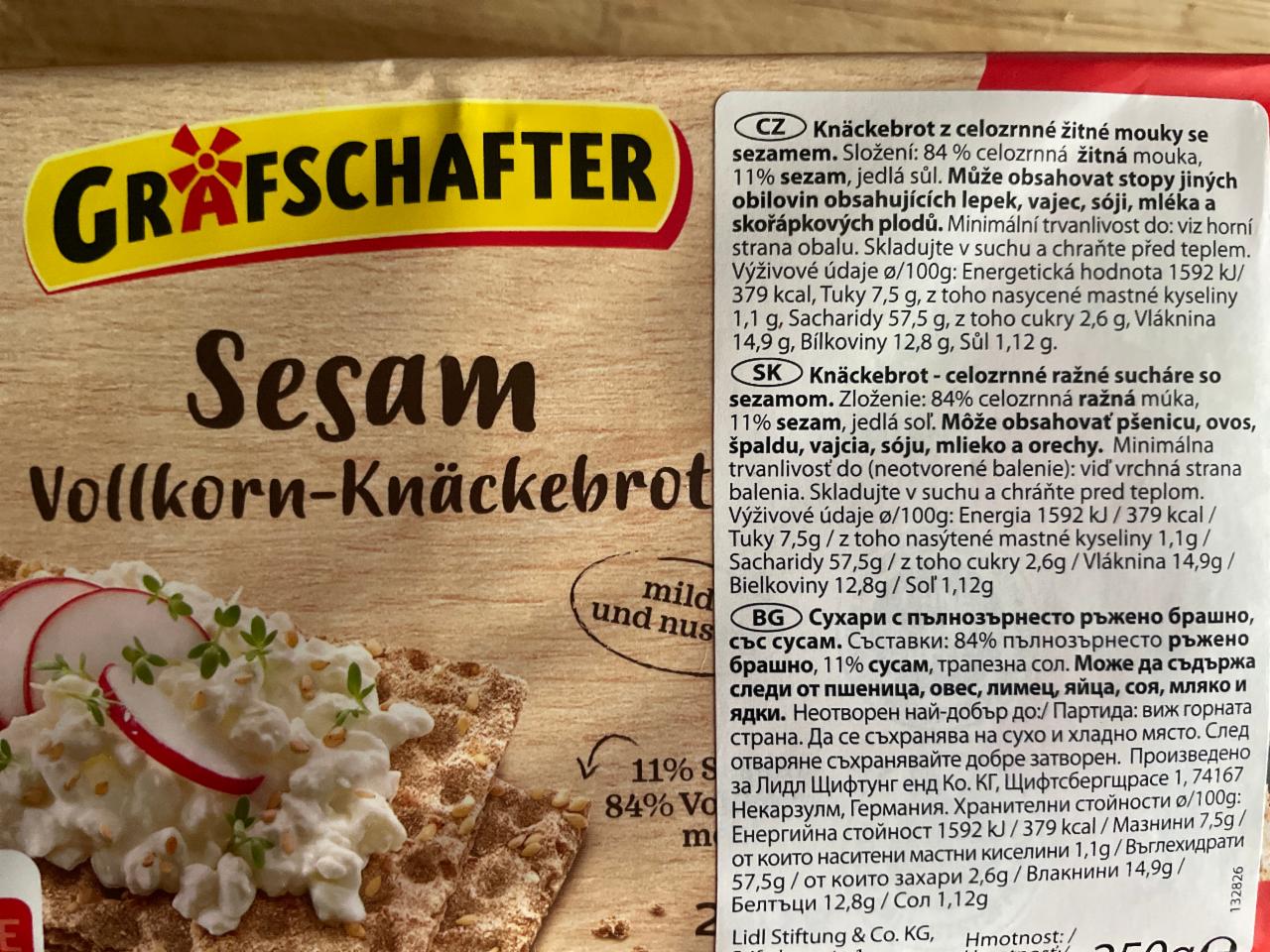 Fotografie - Sesam Vollkorn-Knäckenbrot Grafschafter