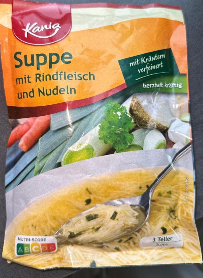 Fotografie - Suppe mit Rindfleisch und Nudeln Kania