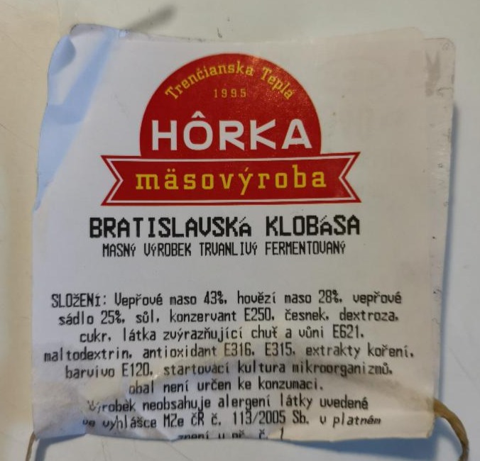 Fotografie - Bratislavská klobása Hôrka