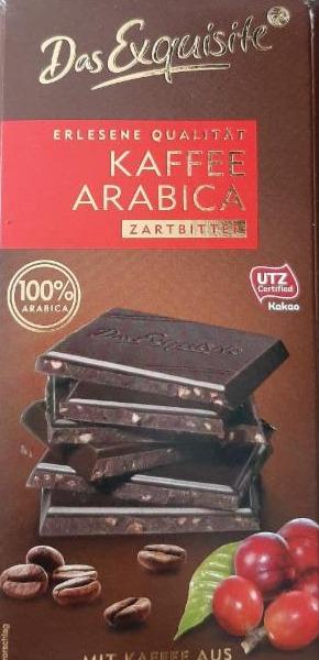 Fotografie - Erlesene qualität kaffee arabica zartbitter 100% arabica (hořká čokoláda se sekanými kávovými zrny) Das Exquisite