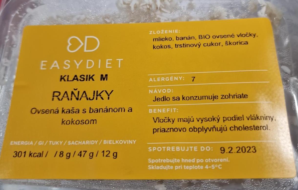 Fotografie - Ovsená kaša s banánom a kokosom EasyDiet