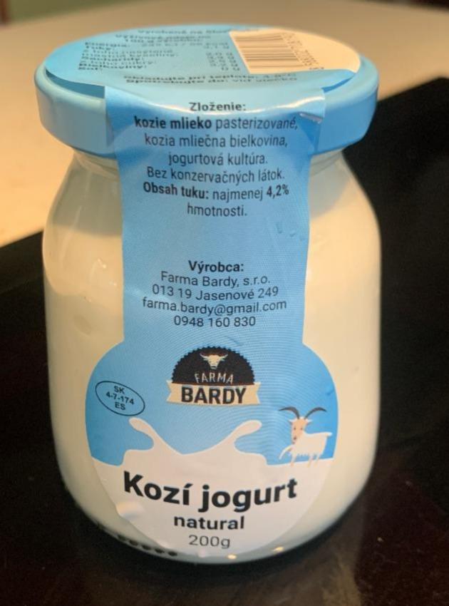 Fotografie - Kozí jogurt natural biely farma Bardy