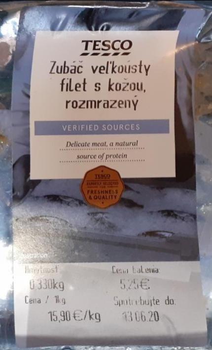 Fotografie - Zubáč veľkoústy filet s kožou rozmrazený