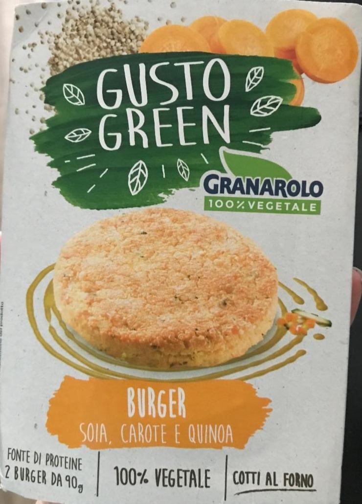 Fotografie - granarolo burger soia, carote e quinoa gusto green