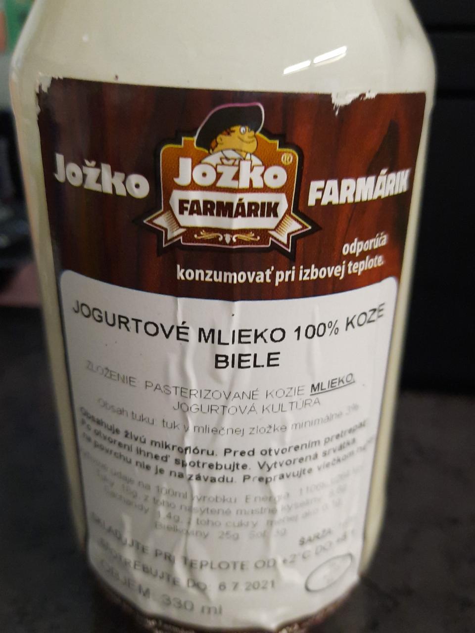 Fotografie - Jogurtové mlieko 100% kozie biele Jožko Farmárik