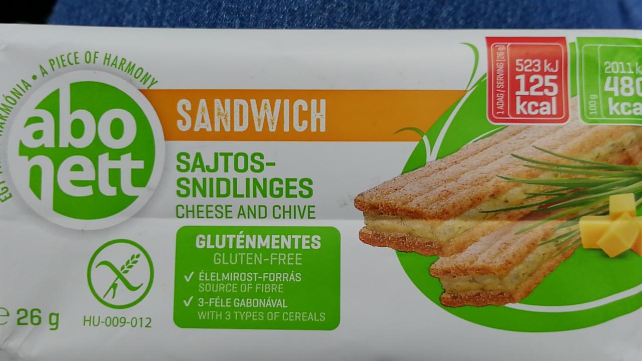 Fotografie - Sandwich cheese and chive Bezlepkový sandwich syrovou - pažítkový Abonett