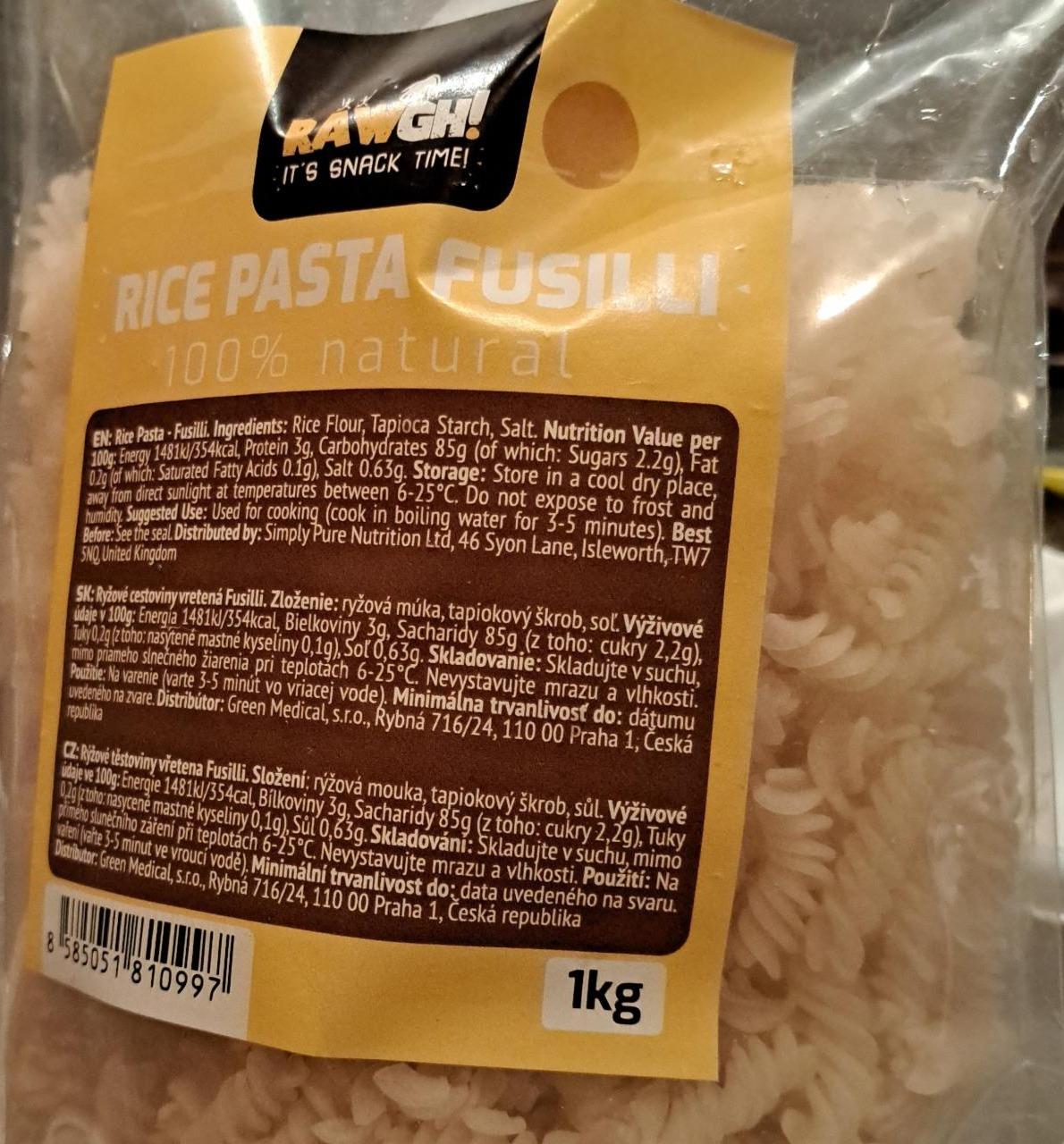 Fotografie - Rice Pasta Fusilli Rawgh!