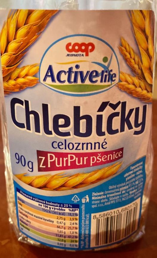 Fotografie - Chlebíčky celozrnné z PurPur pšenice Active life Coop Jednota