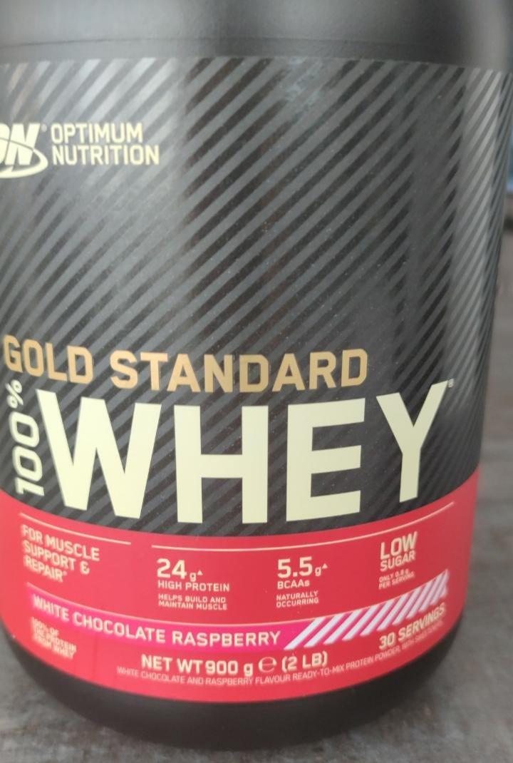 Fotografie - gold standard 100% whey white chocolate raspberry Optimum Nutrition