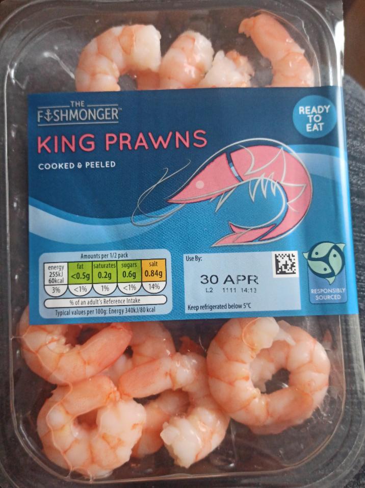 Fotografie - King prawns cooked & peeled The fishmonger