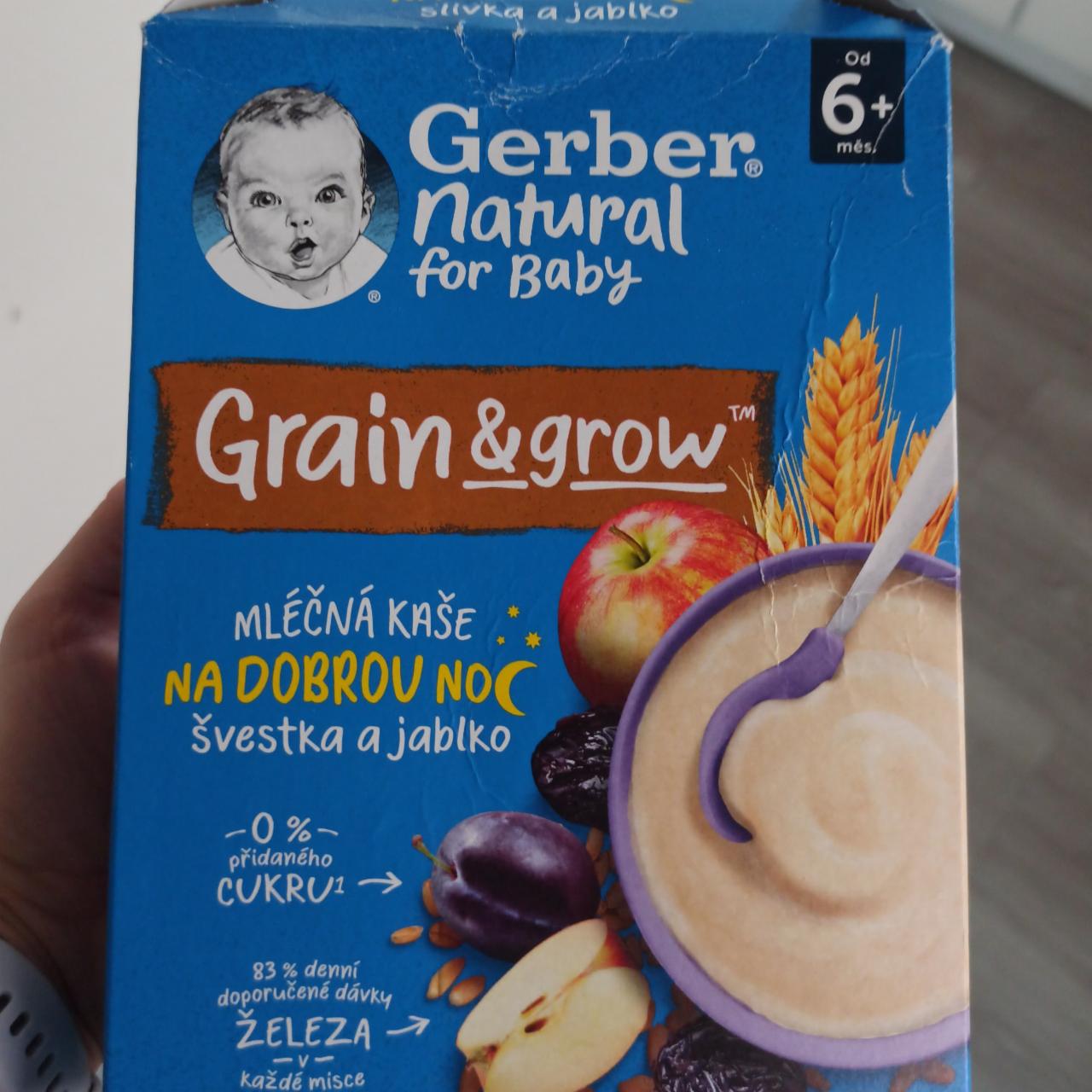 Fotografie - Grain & Grow Mléčná kaše švestka a jablko Gerber organic for baby