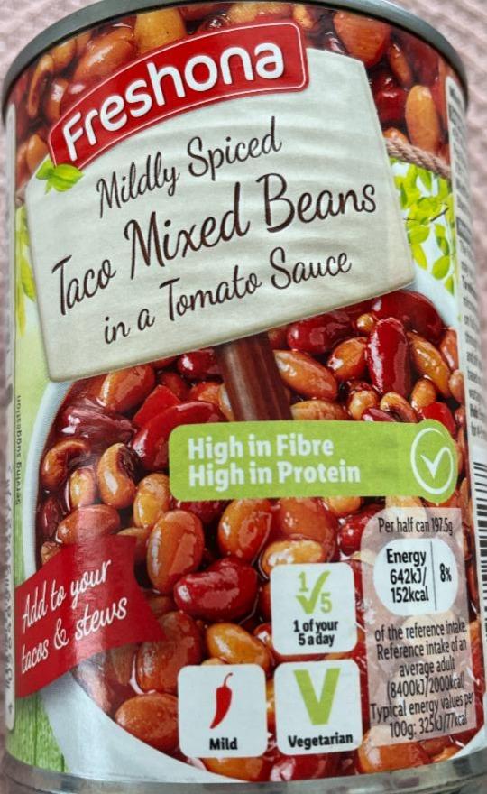Fotografie - Mildly Spised Taco Mixed Beans in a Tomato Sauce Freshona