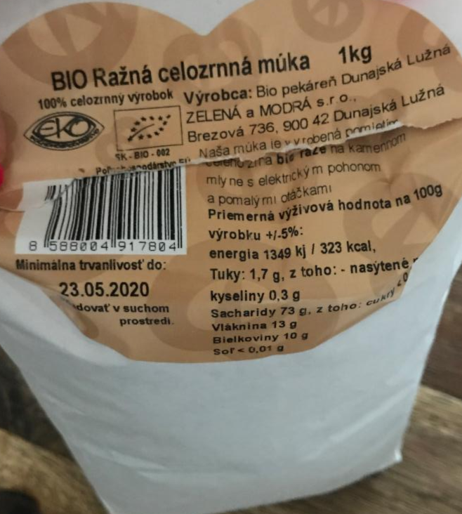 Fotografie - BIO Ražná múka celozrnná Bio pekáreň Dunajská Lužná