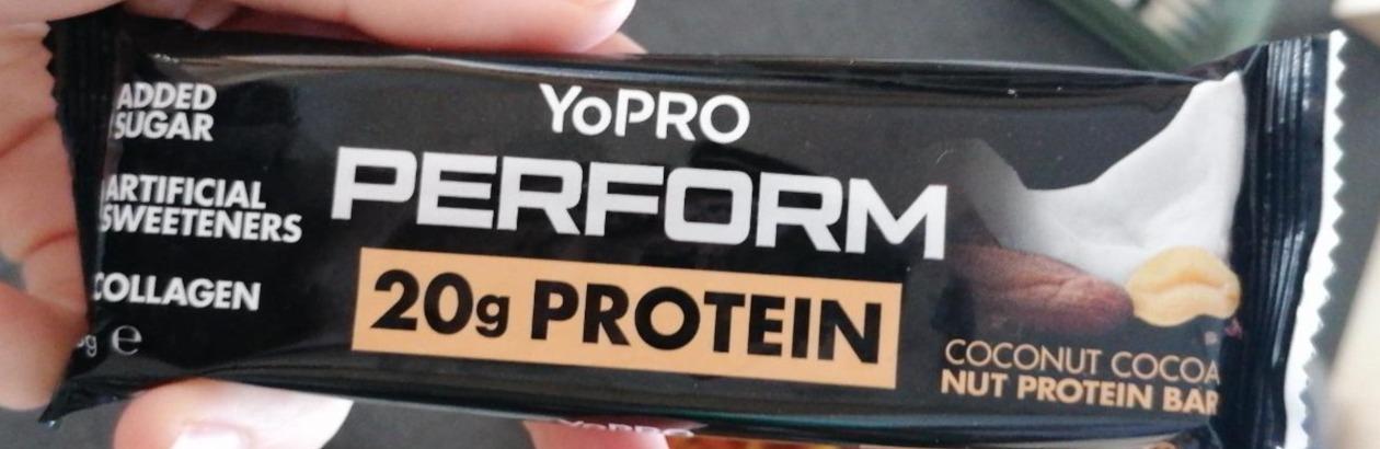 Fotografie - Perform 20g protein Coconut Cocoa Nut protein bar Yopro