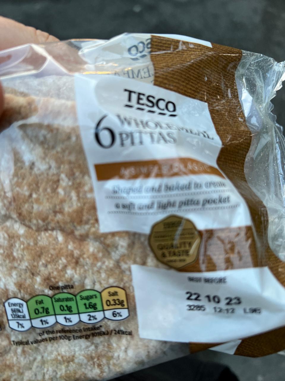 Fotografie - 6 wholemeal pittas Tesco